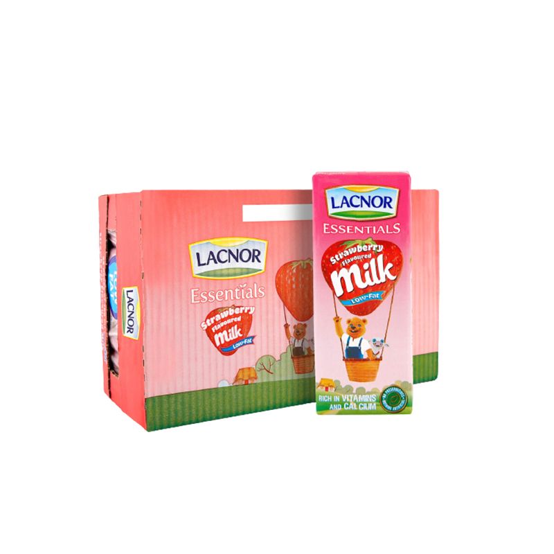 Lacnor Essentials Strawberry Flavor Milk 180ml Pack of 32 Falcon