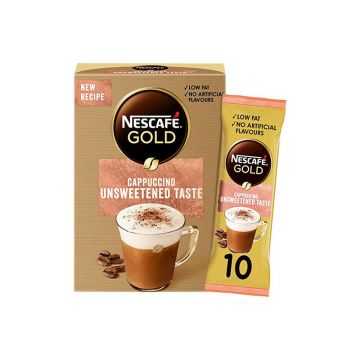 Nescafe Gold Cappuccino Unsweetened Coffee Mix Sachet, 14.2g (10 Sachets)