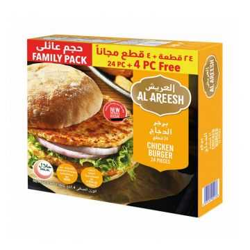 Al Areesh Chicken Burger 24+4's, 1.4kg