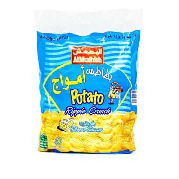 Al Mudhish Amwaj Ripples Crunch Cheese Chips 15 gr Pack Of 96