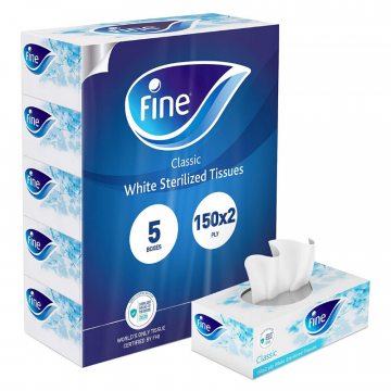 Fine Facial Classic White Tissues Pack of 5