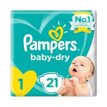 Pampers Baby Dry Diapers Size 1- 21 Pieces Pack of 8