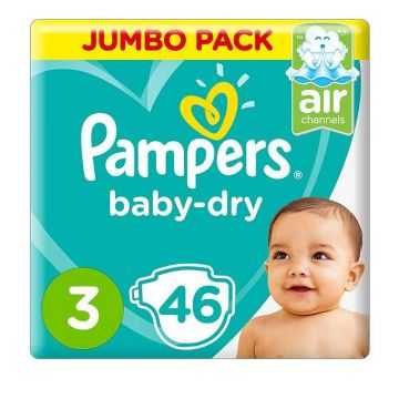 Pampers Dry Diapers, Size 3, 46 Count, Pack of 3