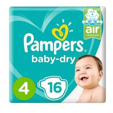 Pampers Baby-Dry Diapers Size 4, Count 16, Pack of 6