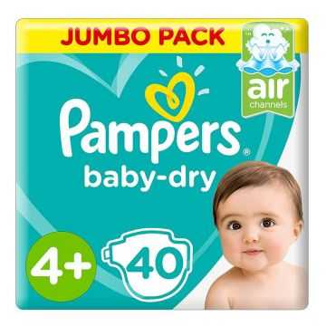 Pampers Dry Diapers Size 4 Plus, 40 Count Pack of 2