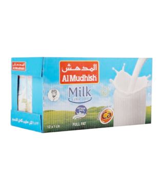 Al Mudhish Long Life Milk Full Cream 1Ltr,Box of 12