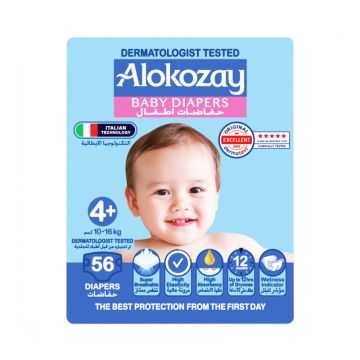 Alokozay Baby Diaper Size 4+ (10-16 KG) - 56pcs