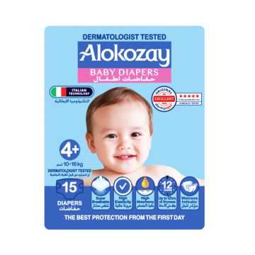 Alokozay Baby Diaper Size 4+ (10-16 KG) - 15pcs