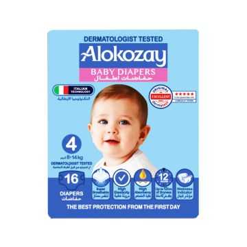 Alokozay Baby Diaper Size 4 (8-14 KG) - 16pcs