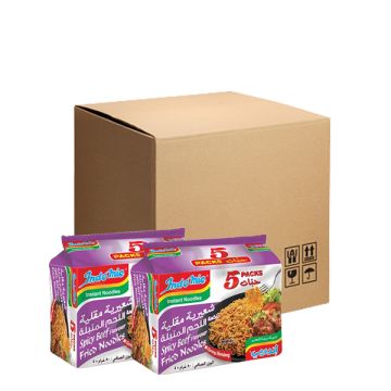 Indomie Noodles Fried Spicy Beef 5x80g, Pack of 8