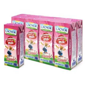 Lacnor Strawberry Milk 180ml (Pack of 8)