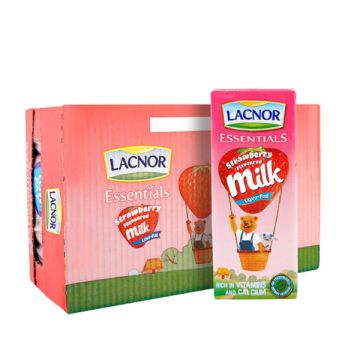 Lacnor Essentials Strawberry Flavor Milk 180ml Pack of 32